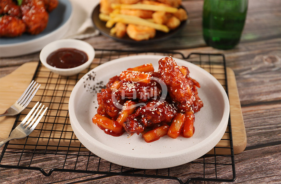 Korean Sweet and Sour Fried Rice Cake Fried Chicken